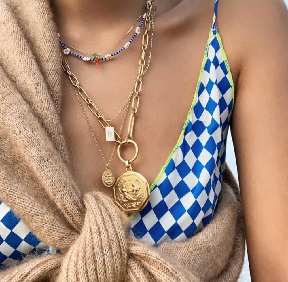 Brinker + Eliza Gold Plated Chain Link Siren Necklace